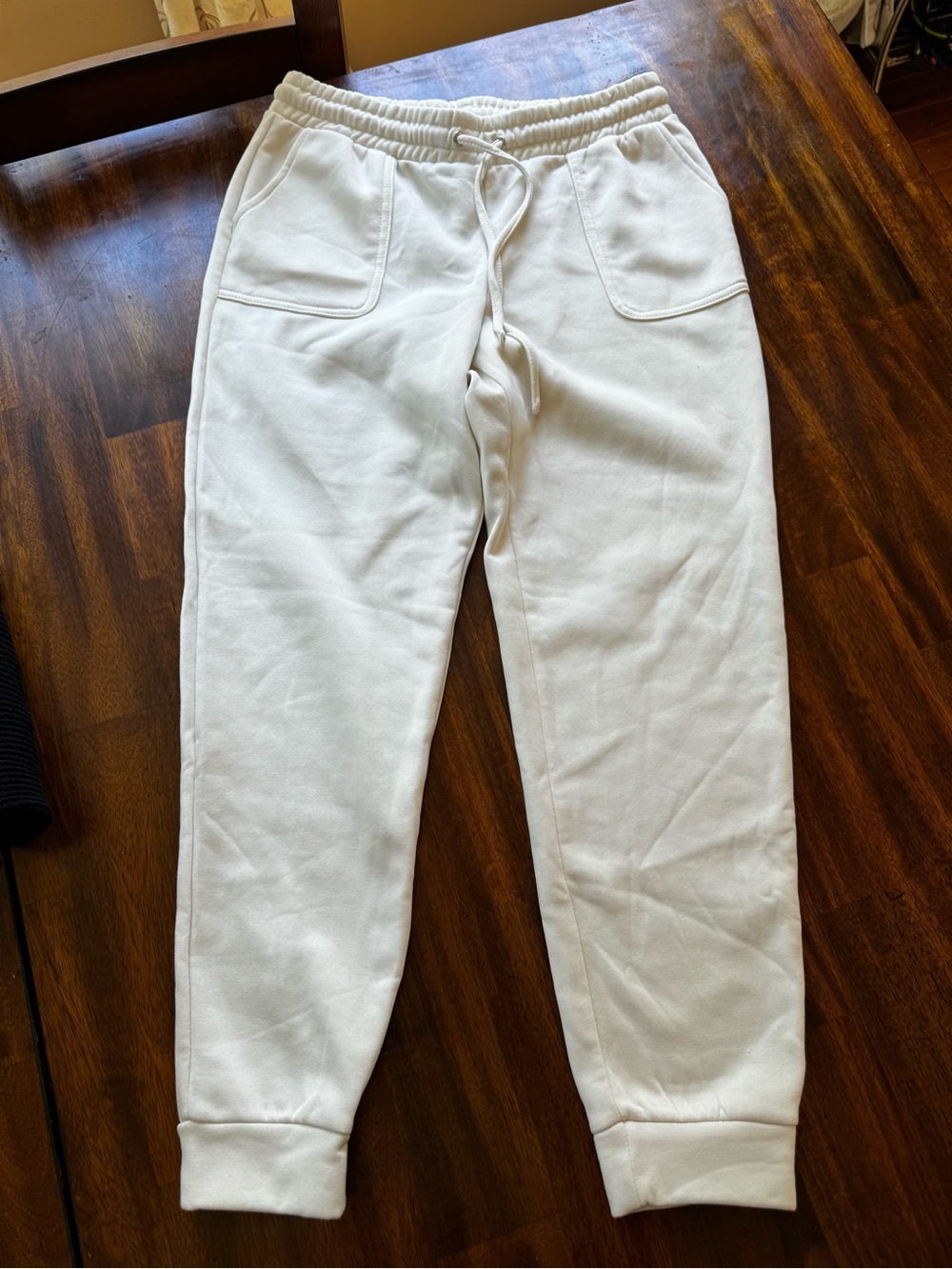 Rae Dunn Cream White Drawstring Jogger Pants women’s medium NWOT